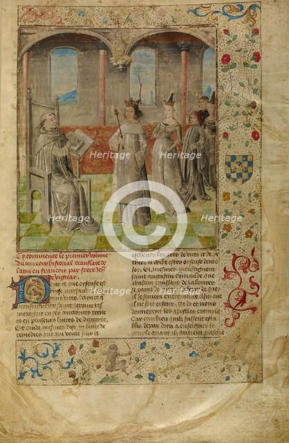 Louis IX Visiting Vincent of Beauvais; Miroir Historial, about 1475. Creator: Unknown.