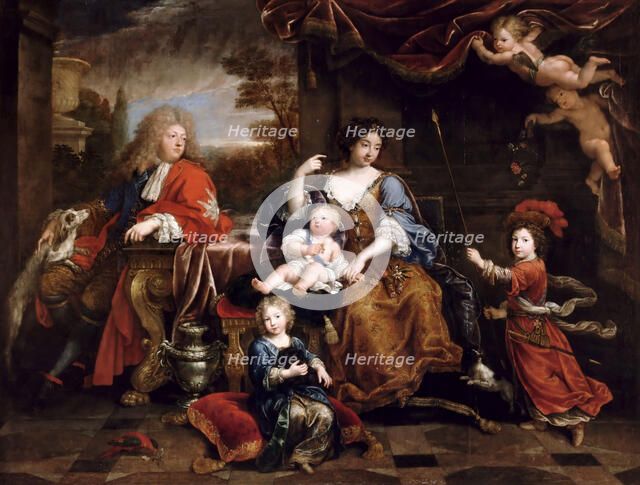 Louis of France, Grand Dauphin (1661-1711), with his family. Artist: Mignard, Pierre (1612-1695)