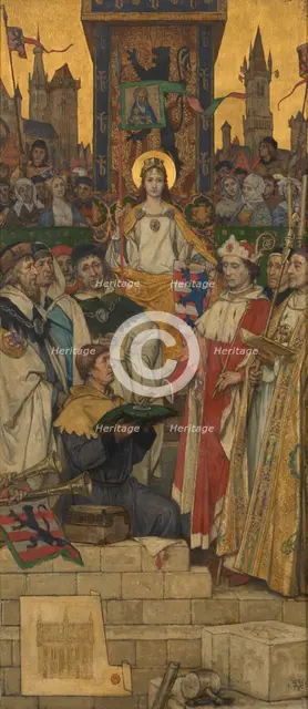 Louis of Male Laying the Foundation Stone of the Town Hall, 1893. Creator: Albrecht De Vriendt.