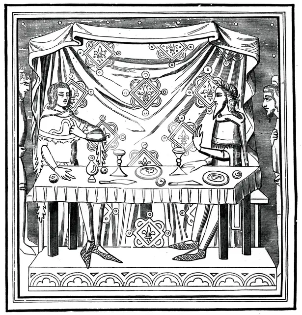Louis of Taranto instituting the Order of the Holy Ghost, 14th century, (1870). Artist: Unknown