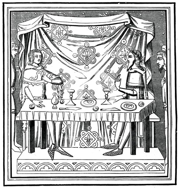 Louis of Taranto instituting the Order of the Holy Ghost, 14th century, (1870). Artist: Unknown