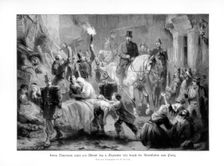 Louis Napoléon Bonaparte viewing the barricades of Paris, (4th December 1851), 1900.Artist: G Bartsch