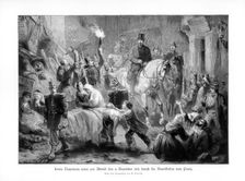 Louis Napoléon Bonaparte viewing the barricades of Paris, (4th December 1851), 1900.Artist: G Bartsch