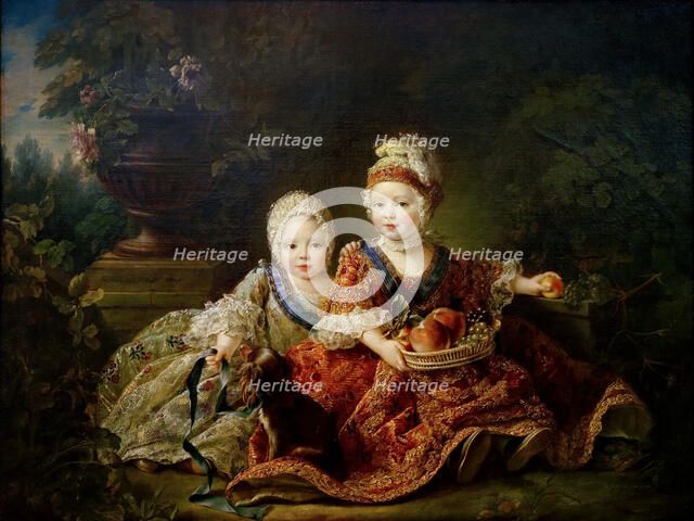 Louis Stanislas Xavier (1755-1824), Count of Provence, and his elder brother, Louis Auguste..., 1757 Creator: Drouais, François-Hubert (1727-1775).