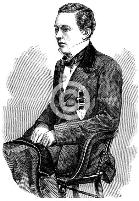 Louis Paulsen, the Blindfold American Chessplayer - from a photograph by Hesler, of Chicago, 1858. Creator: Unknown.