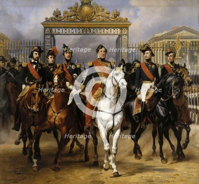 Louis Philippe and his sons to horse at this leave Versailles of lock, June 10, 1837. Artist: Vernet, Horace (1789-1863)