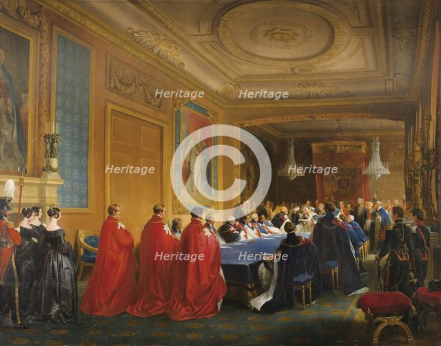Louis-Philippe receiving the Order of the Garter from the hands of a young Queen Victoria, 1844. Artist: Gosse, Nicolas-Louis-François (1787-1878)