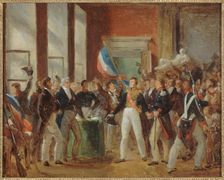 Louis-Philippe taking the oath at the Hotel de Ville, July 31, 1830, c1830. Creator: Unknown