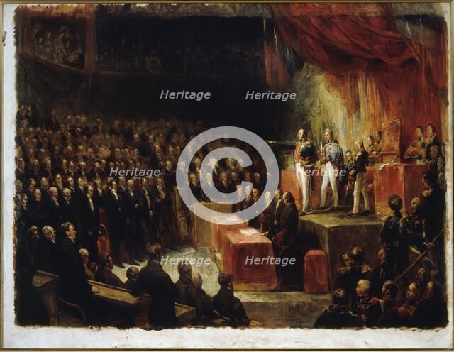 Louis-Philippe taking the oath before the chambers, August 9, 1830. Creator: Ary Scheffer.