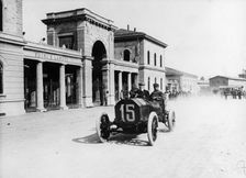 Louis Wagner driving a Fiat, Coppa Fiorio motor race, Bologna, Italy, 1908