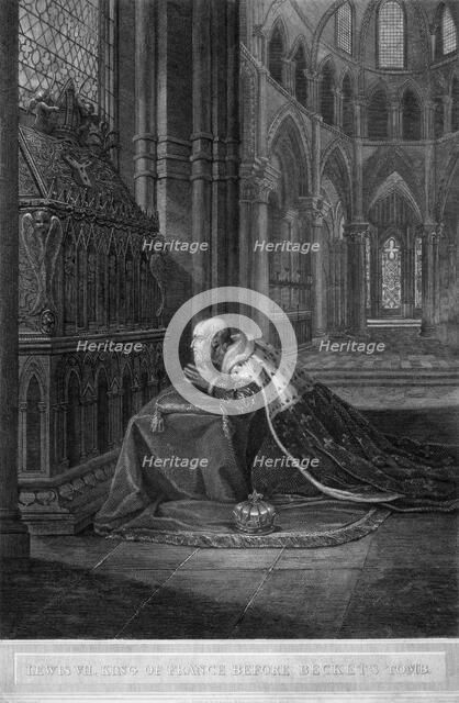 Louis VII, King of France before Becket's tomb, Canterbury Cathedral, 12th century (1800).Artist: W Sharp