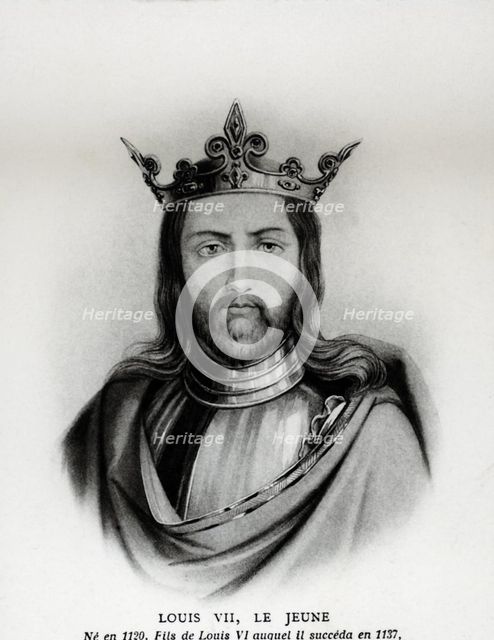 Louis VII, the young, (1120-1180) King of France, from 1137-1180, engraving.