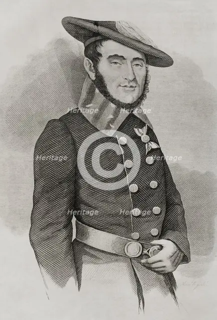 Louis Xavier Auguet de Saint-Sylvain, Baron de los Valles, (1796-1857), French military..., 1842.  Creator: Pedro Celestino Mare.