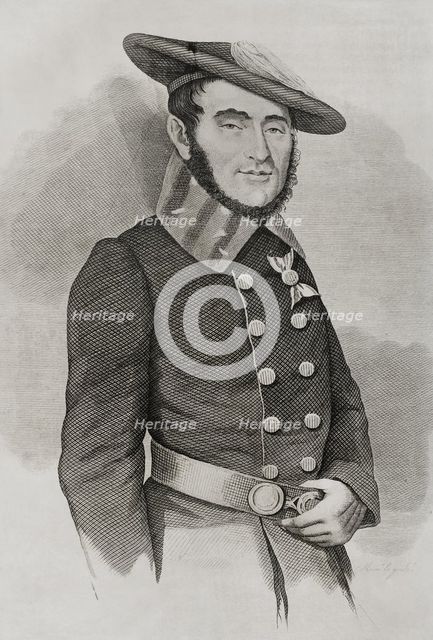 Louis Xavier Auguet de Saint-Sylvain, Baron de los Valles, (1796-1857), French military..., 1842.  Creator: Pedro Celestino Mare.