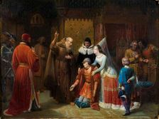 Louis XI of France knelt before Saint Francis of Paola, 1843. Creator: Gosse, Nicolas-Louis-François (1787-1878)