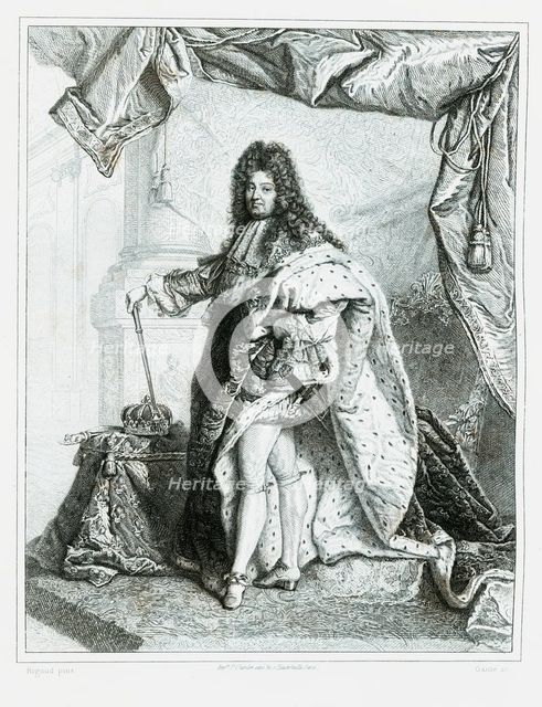 Louis XIV (1638-1715), called the Sun King, engraving from 1853.