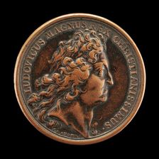 Louis XIV, 1638-1715, King of France 1643 [obverse], c. 1713. Creator: Jean Mauger