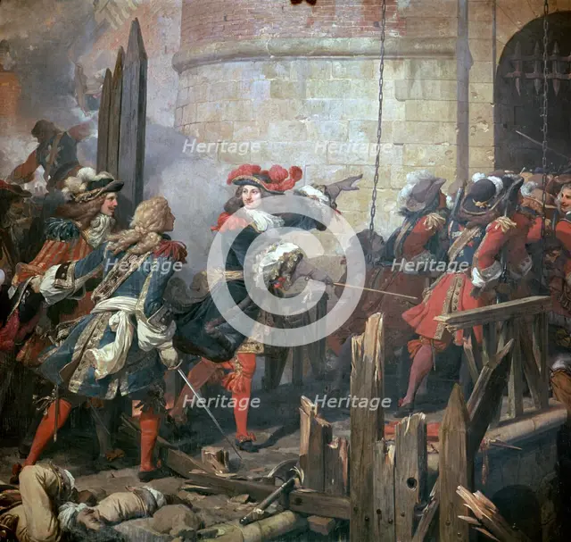 Louis XIV leads the assault of Valenciennes, 17th century.