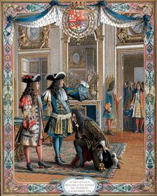 Louis XIV proclaiming duc d'Anjou King of Spain, War of Succession, (1700) 19th century