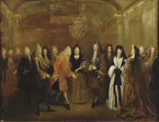 Louis XIV receives Prince August, the future King of Poland and Elector of Saxony, ca 1714. Creator: Silvestre, Louis de (1675-1760)