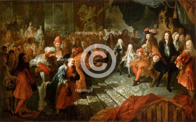 Louis XIV receiving the Persian Ambassador in the Galerie des Glaces at Versailles, 19th February 17 Artist: Coypel, Antoine (1661-1722)