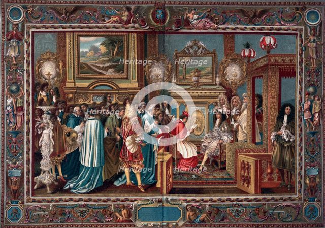 Louis XIV's audience to the Papal ambassador Sigismondo Chigi, 29 July 1664, (1903).Artist: Charles le Brun