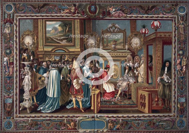 Louis XIV's audience to the Papal ambassador Sigismondo Chigi, 29 July 1664, (1903).Artist: Charles le Brun