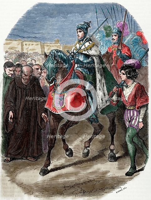 Louis XII entering the city of Genoa, 1851.  Creator: Dupre.