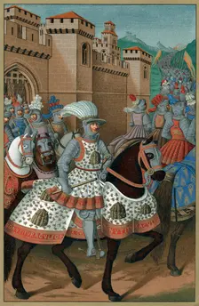Louis XII, King of France, riding out with his army to chastise the city of Genoa, 24 April 1507