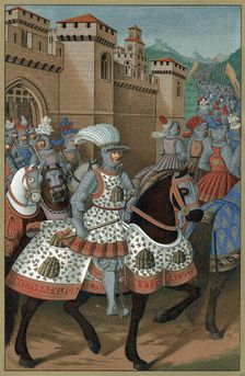 Louis XII, King of France, riding out with his army to chastise the city of Genoa, 24 April 1507