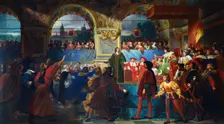 Louis XII proclaimed Father of the People at the States General of Tours, 1506 c1819-c1861. Artist: Jean Louis Bezard