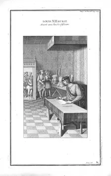 Louis XII writing, (c1760). Creator: Unknown