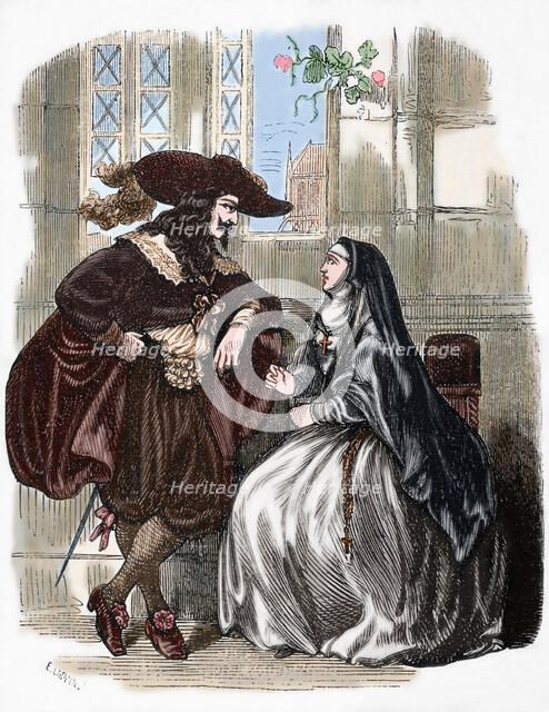 Louis XIII visits Louise de La Fayette at the Convent of the Visitation, 19th century. Creator: Unknown.