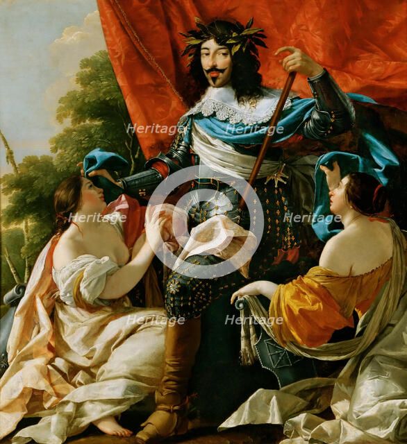 Louis XIII Between Two Figures Symbolizing France and Navarre, 1635. Creator: Vouet, Simon (1590-1649).