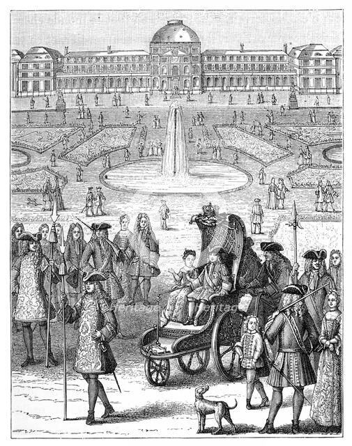 Louis XV at the Tuileries, Paris, 18th century, (1885). Artist: Bonnardot