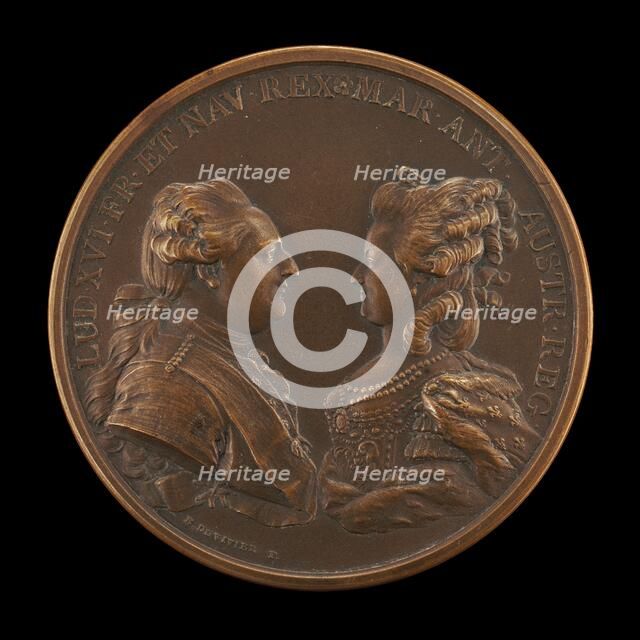 Louis XVI, 1754-1793, and Marie-Antoinette, 1755-1793..., [obverse], 1781. Creator: Benjamin Duvivier.