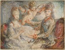 Louis XVI and Marie-Antoinette Crowned by Love, 1775. Creator: Gabriel de Saint-Aubin