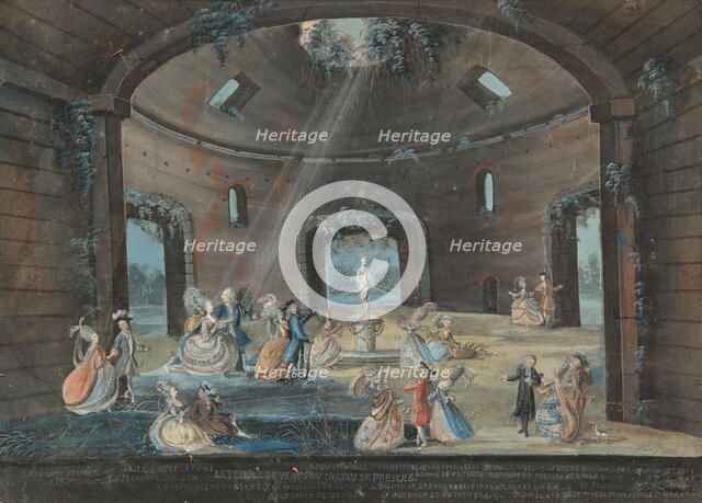 Louis XVI and Marie-Antoinette in the Temple of Venus at the Château de Presles, 1787. Creator: Pradel; J. (active 1780s).