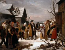 Louis XVI Distributing Alms to the Poor of Versailles during the Winter of 1788. Artist: Hersent, Louis (1777-1860)