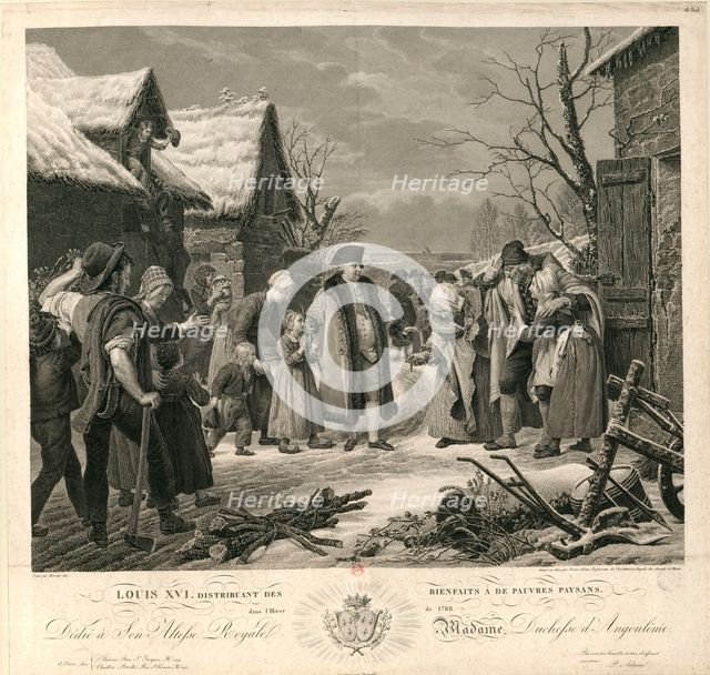 Louis XVI Distributing Alms to the Poor Peasants in the Winter of 1788 , c. 1817. Creator: Adam, Pierre Michel (1799-1853).