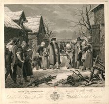 Louis XVI Distributing Alms to the Poor Peasants in the Winter of 1788 , c. 1817. Creator: Adam, Pierre Michel (1799-1853)