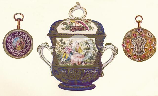 'Louis XVI. Gold Repeater, (c.1770), Old Chelsea Porcelain Porringer and Cover, (c.1710), 1903. Artist: Unknown