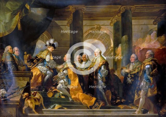 Louis XVI received at Reims the homage of the Knights of the Holy Spirit, 13 June 1775. Artist: Doyen, Gabriel François (1726-1806)