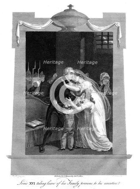 'Louis XVI taking leave of his family previous to his execution', 1793, (1814).Artist: J Brown