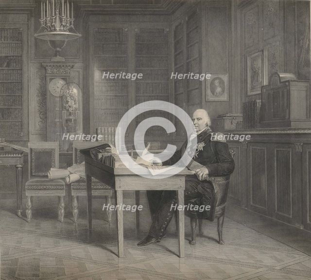 Louis XVIII (1755-1824) in his Study at the Tuileries.