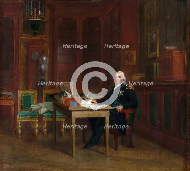 Louis XVIII (1755-1824) in his Study at the Tuileries. Artist: Gérard, François Pascal Simon (1770-1837)
