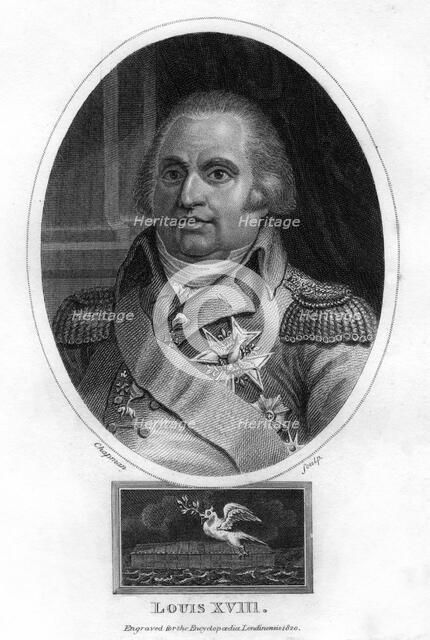 Louis XVIII, King of France, 1820.Artist: J Chapman