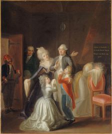 Louis XVI's farewell to his family, January 20, 1793, 1794. Creator: Jean-Jacques Hauer