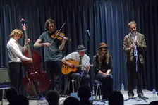 Louisa Jones, D O'Brien, T Gould JM Fagon and E Bleach, Watermill Jazz Club, Dorking, Surrey, 2015. Artist: Brian O'Connor