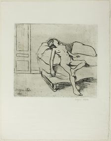 Louise Nude on a Sofa, 1895. Creator: Suzanne Valadon